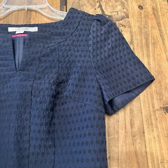 Boden Size 4 Pencil Dress Belted Midi Swiss Dots Navy Blue Classic Preppy - Picture 7 of 16